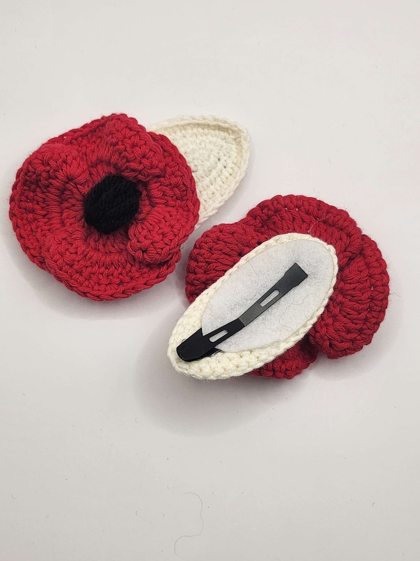 Barrette Coquelicots au Crochet - Fait main