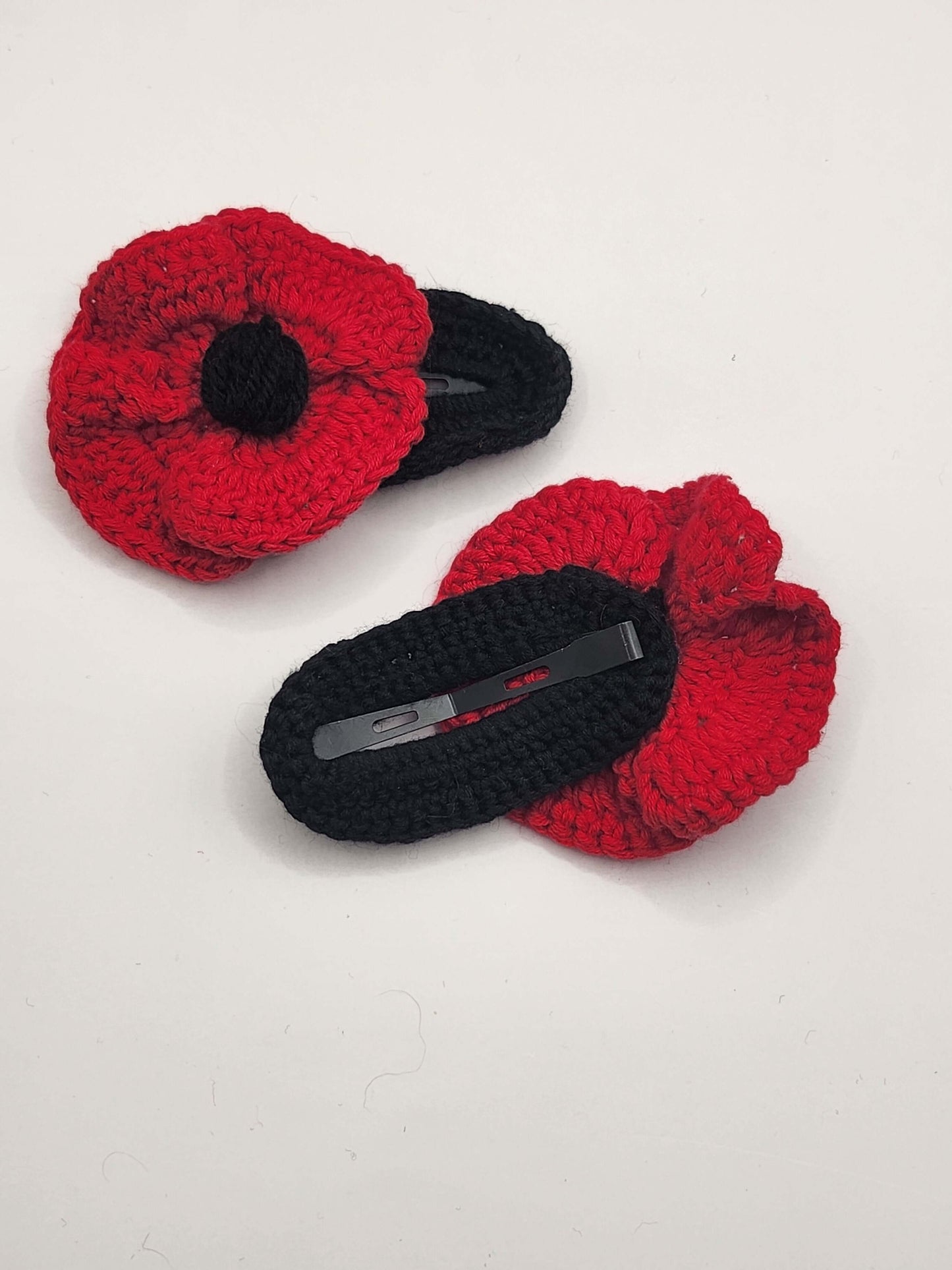 Barrette Coquelicots au Crochet - Fait main