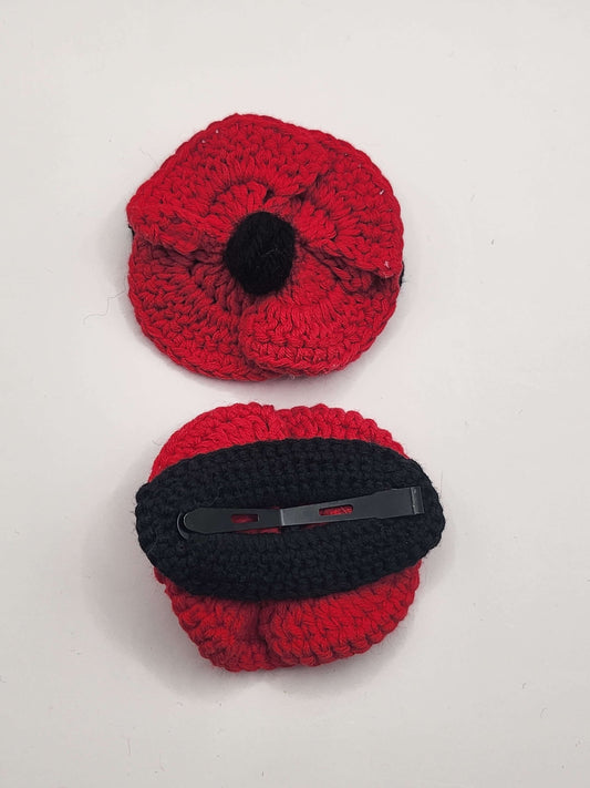 Barrette Coquelicots au Crochet - Fait main