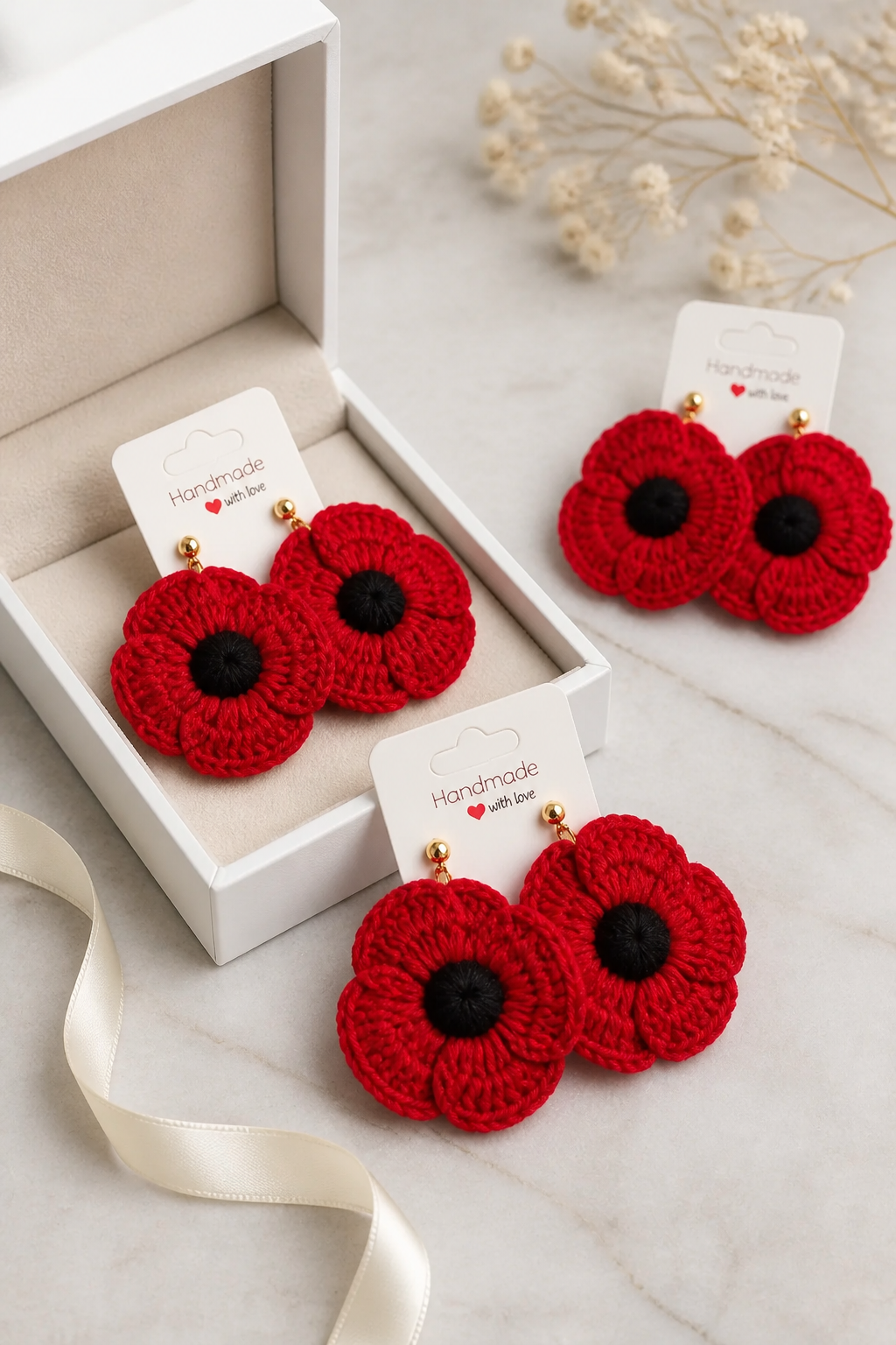 Boucles d’Oreilles Coquelicots – Fait Main
