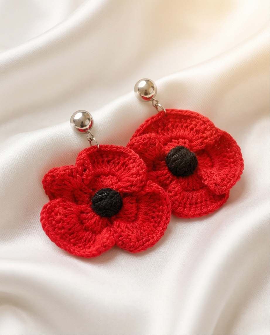 Boucles d’oreilles Coquelicots argentées – Fait main