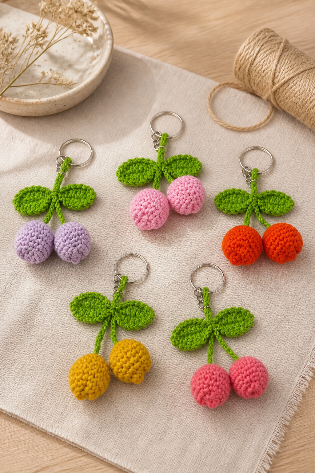 Porte-clé Tulipes au crochet – Fait main