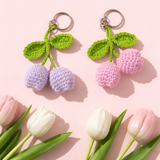 Porte-clé Tulipes au crochet – Fait main