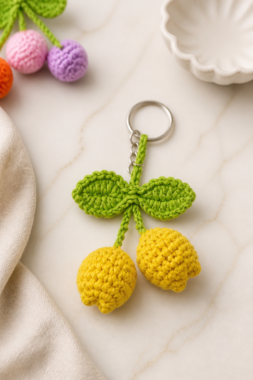 Porte-clé Tulipes au crochet – Fait main